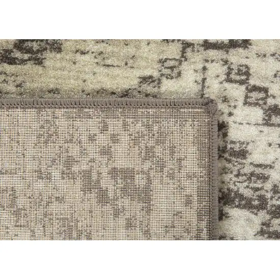 Gray Beige Distressed Diamond Runner Rug Photo 2