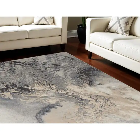 Gray Beige and Ivory Abstract Area Rug Photo 1