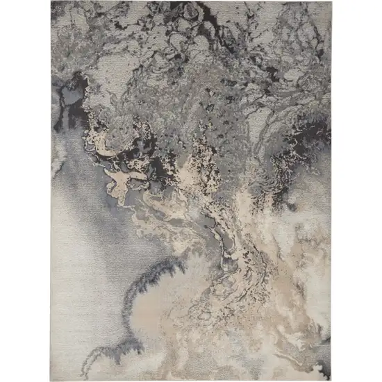 Gray Beige and Ivory Abstract Area Rug Photo 2