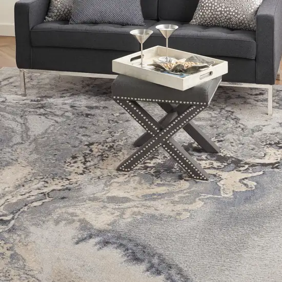 Gray Beige and Ivory Abstract Area Rug Photo 8