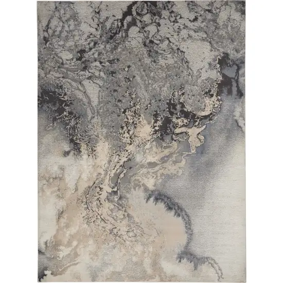 Gray Beige and Ivory Abstract Area Rug Photo 4