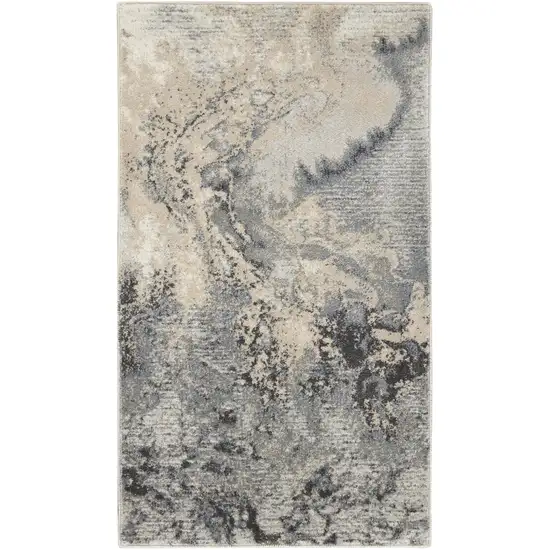 Gray Beige and Ivory Abstract Area Rug Photo 5