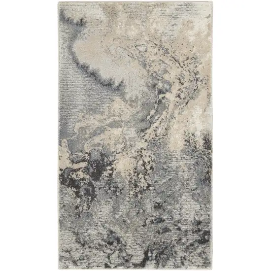 Gray Beige and Ivory Abstract Area Rug Photo 2