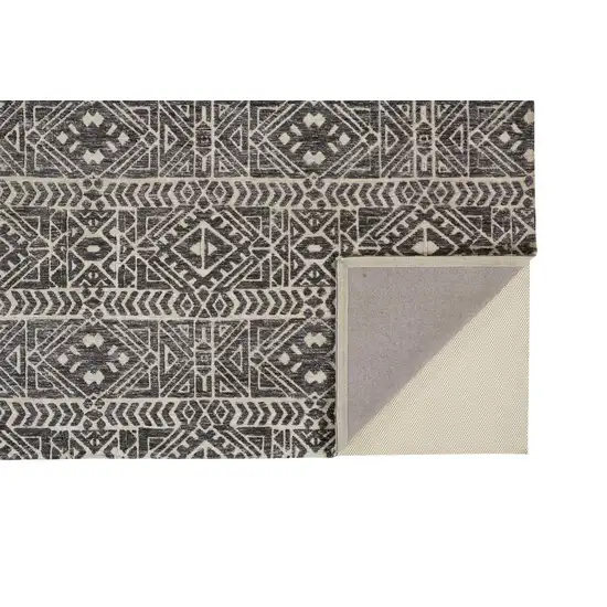 Gray Black And Ivory Striped Stain Resistant Area Rug Photo 2