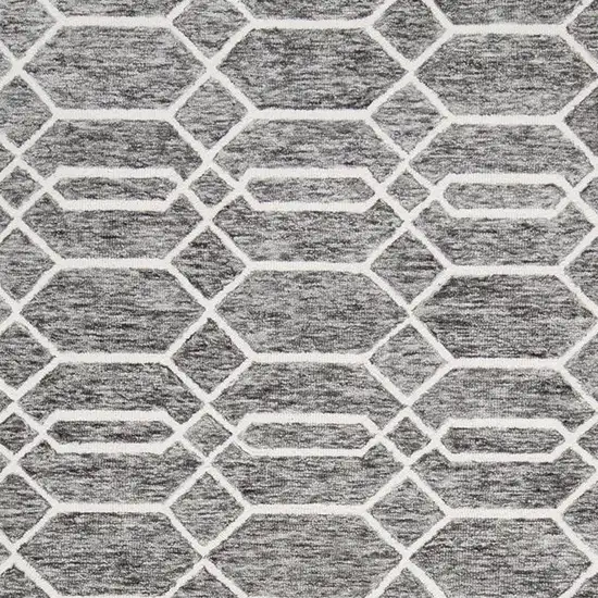 Gray Black And Ivory Wool Geometric Tufted Handmade Stain Resistant Area Rug Photo 6