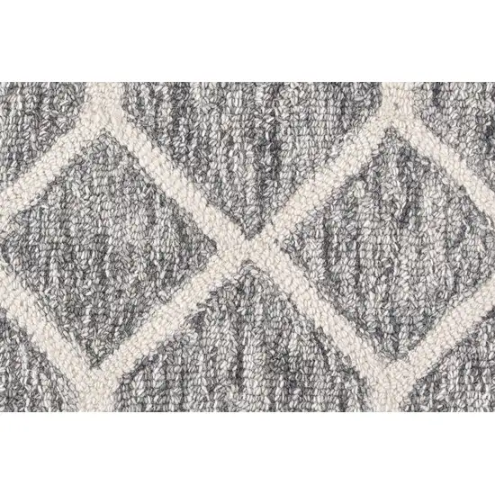 Gray Black And Ivory Wool Geometric Tufted Handmade Stain Resistant Area Rug Photo 9