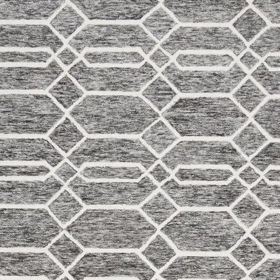 Gray Black And Ivory Wool Geometric Tufted Handmade Stain Resistant Area Rug Photo 5