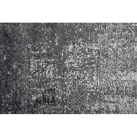 Gray Black And Silver Abstract Power Loom Distressed Area Rug With Fringe Photo 9