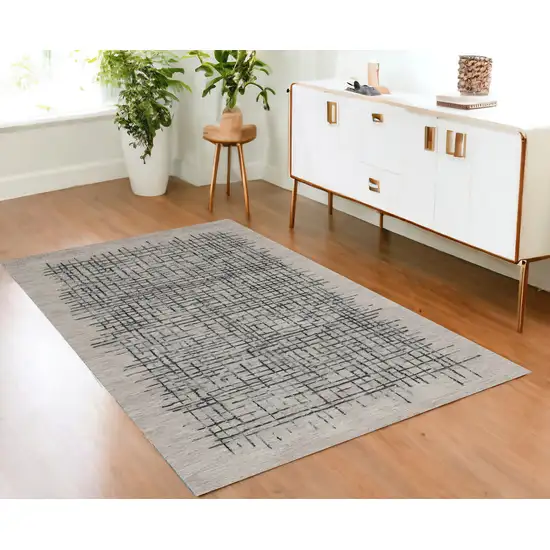 Gray Black And Tan Wool Crosshatch Hand Tufted Area Rug Photo 1