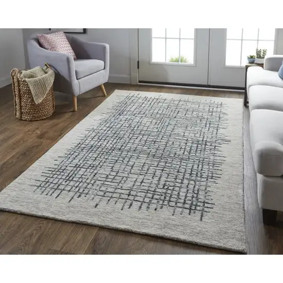 Gray Black And Tan Wool Plaid Tufted Handmade Stain Resistant Area Rug Photo 3