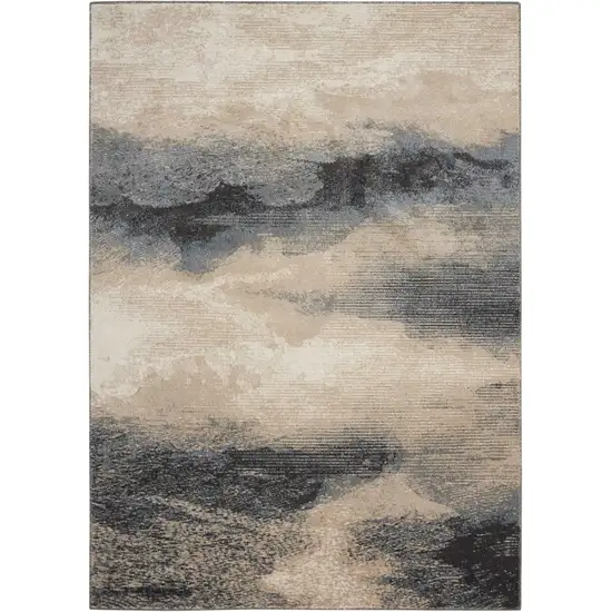 Gray Black and Beige Abstract Area Rug Photo 2