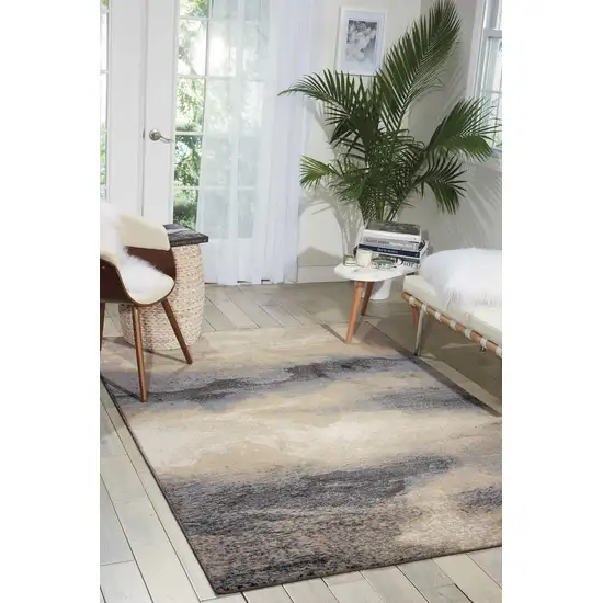 Gray Black and Beige Abstract Area Rug Photo 7