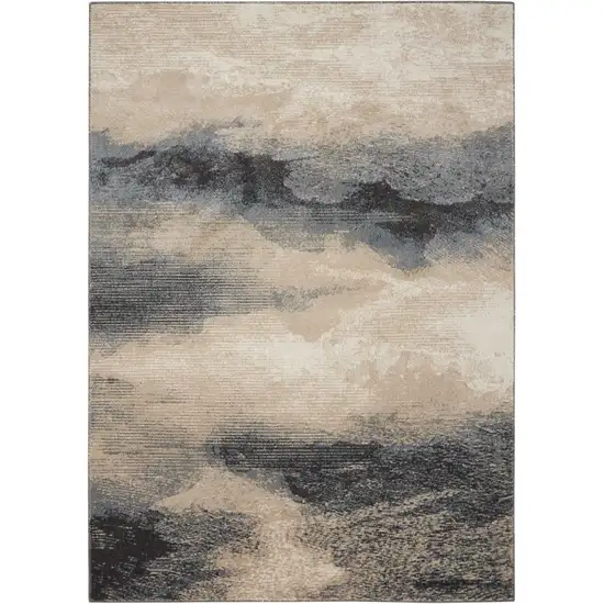 Gray Black and Beige Abstract Area Rug Photo 6