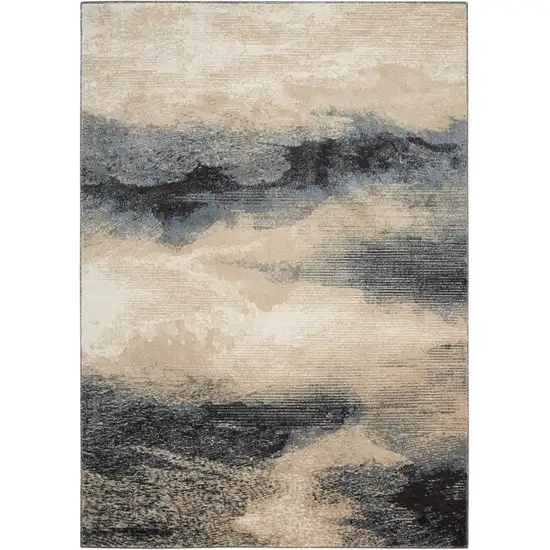 Gray Black and Beige Abstract Non Skid Area Rug Photo 2