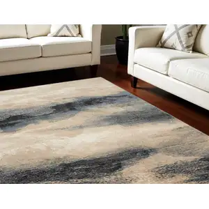 Photo of Gray Black and Beige Abstract Non Skid Area Rug