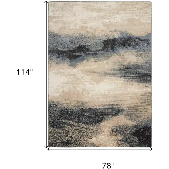 Gray Black and Beige Abstract Non Skid Area Rug Photo 3