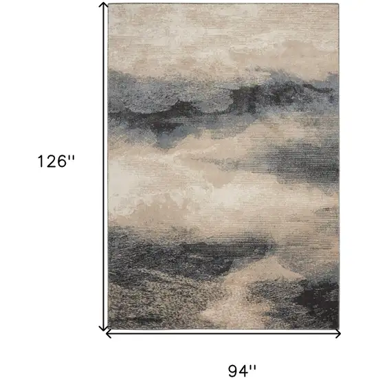 Gray Black and Beige Abstract Non Skid Area Rug Photo 3