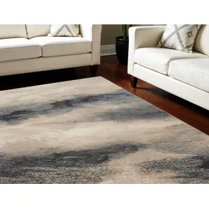 Photo of Gray Black and Beige Abstract Non Skid Area Rug