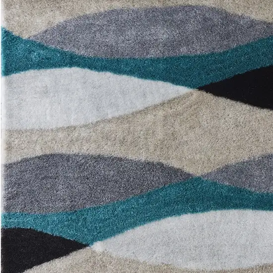 Gray Black and Blue Shag Hand Tufted Area Rug Photo 4