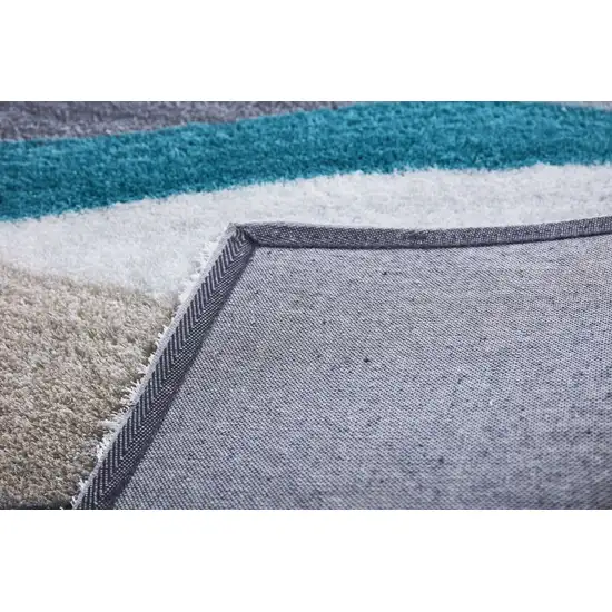 Gray Black and Blue Shag Hand Tufted Area Rug Photo 9