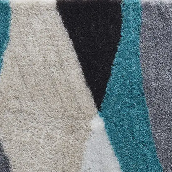 Gray Black and Blue Shag Hand Tufted Area Rug Photo 7