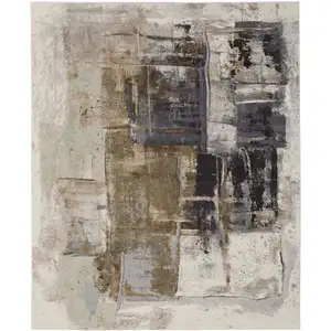 Photo of Gray Black and Brown Abstract Power Loom Area Rug