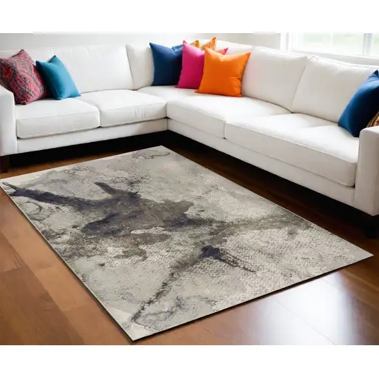 Gray Black and Brown Abstract Power Loom Area Rug Photo 1