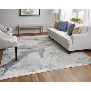 Photo of Gray Black and Brown Abstract Power Loom Area Rug