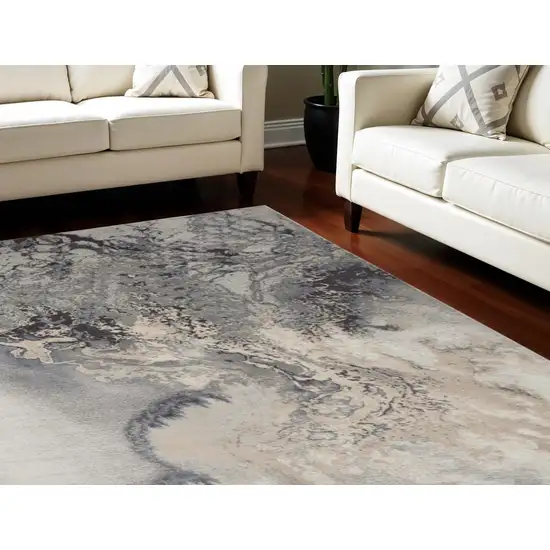 Gray Black and Ivory Abstract Area Rug Photo 1