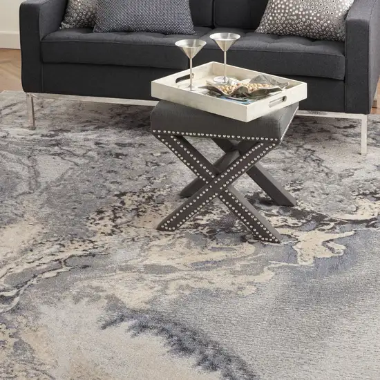 Gray Black and Ivory Abstract Area Rug Photo 8