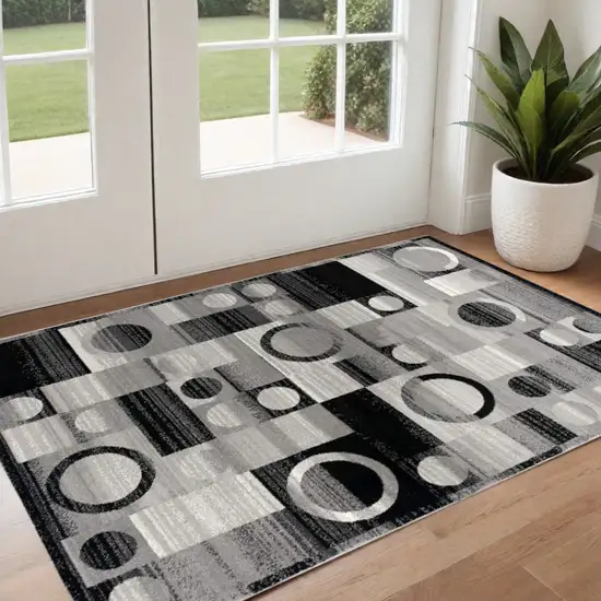 Gray Abstract Power Loom Area Rug Photo 1