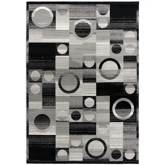 Gray Blocks and Rings Runner Rug Photo 3