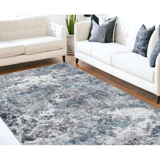 Blue And Gray Abstract Dhurrie Area Rug Photo 1