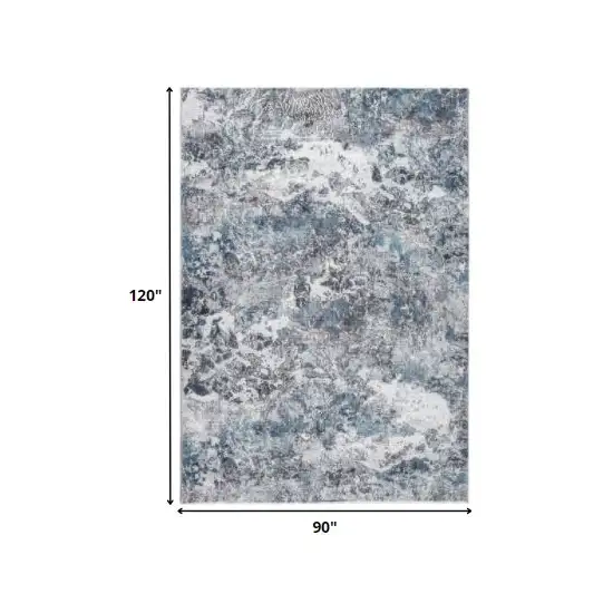 Blue and Gray Abstract Area Rug Photo 3