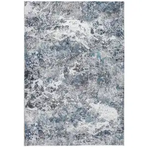 Photo of Gray Blue Abstract Galaxy Runner Rug