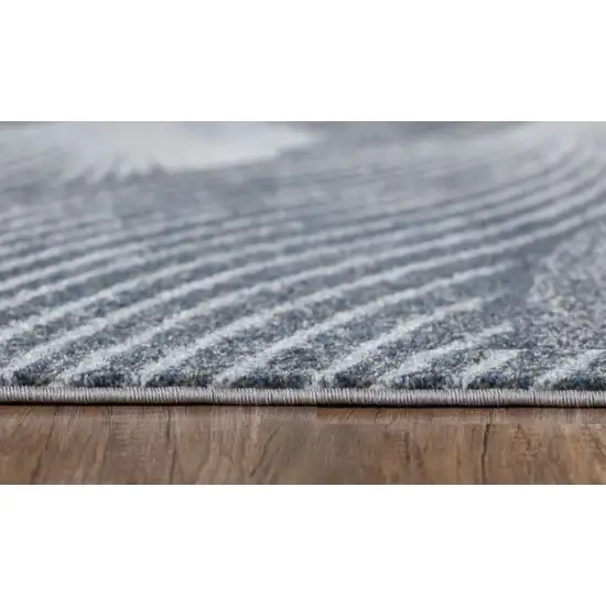 Gray Blue Abstract Waves Modern Area Rug Photo 6