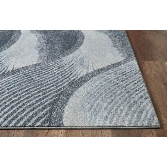 Gray Blue Abstract Waves Modern Area Rug Photo 2