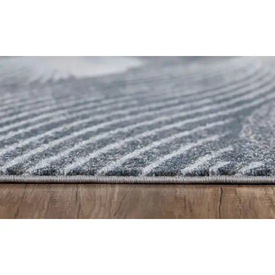 Gray Blue Abstract Waves Modern Area Rug Photo 5