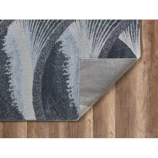 Gray Blue Abstract Waves Modern Area Rug Photo 8