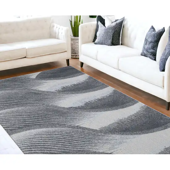 Blue And Gray Abstract Dhurrie Area Rug Photo 1