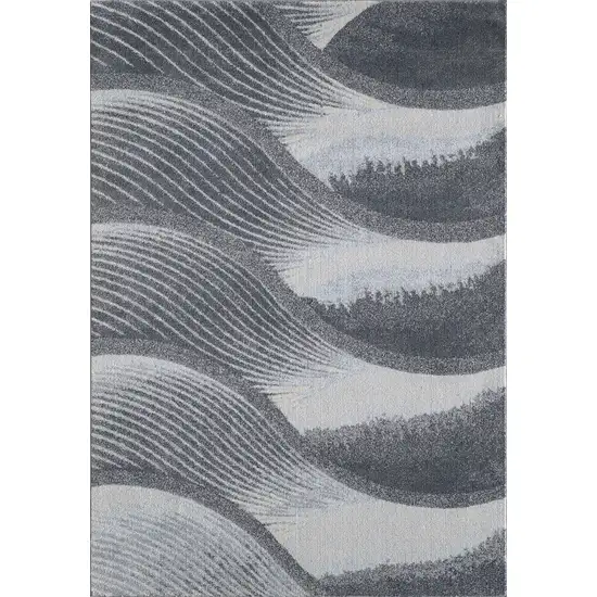 Gray Blue Abstract Waves Modern Area Rug Photo 1