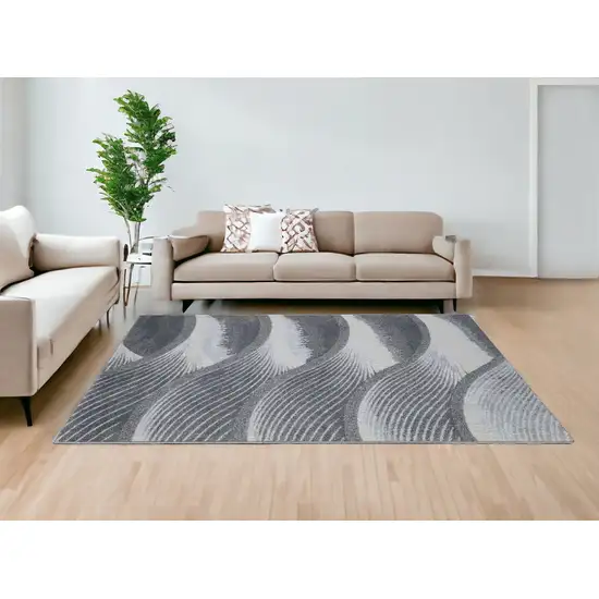 Blue And Gray Abstract Dhurrie Area Rug Photo 1