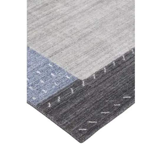 Gray Blue And Black Wool Hand Knotted Stain Resistant Area Rug Photo 4