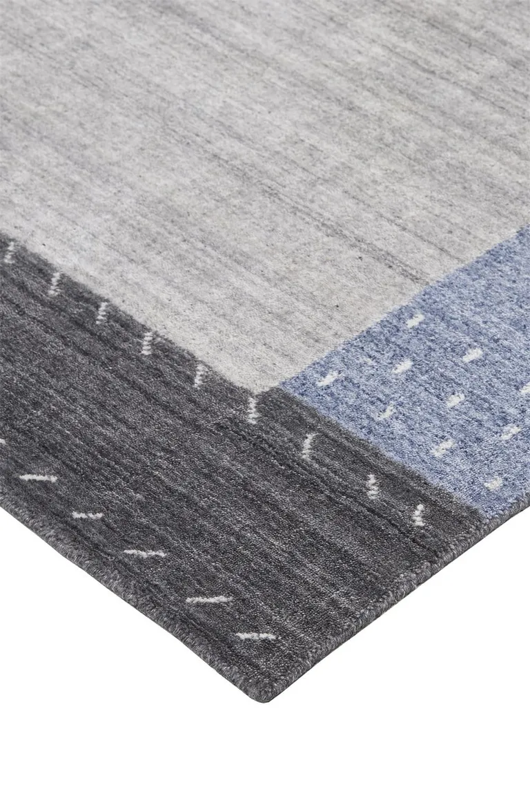 Gray Blue And Black Wool Hand Knotted Stain Resistant Area Rug Photo 1