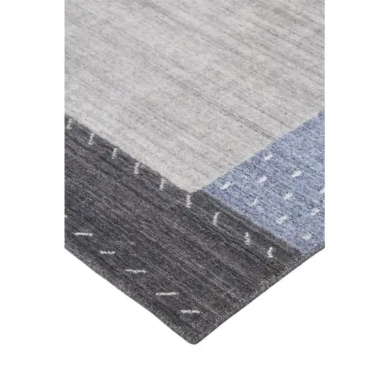 Gray Blue And Black Wool Hand Knotted Stain Resistant Area Rug Photo 1