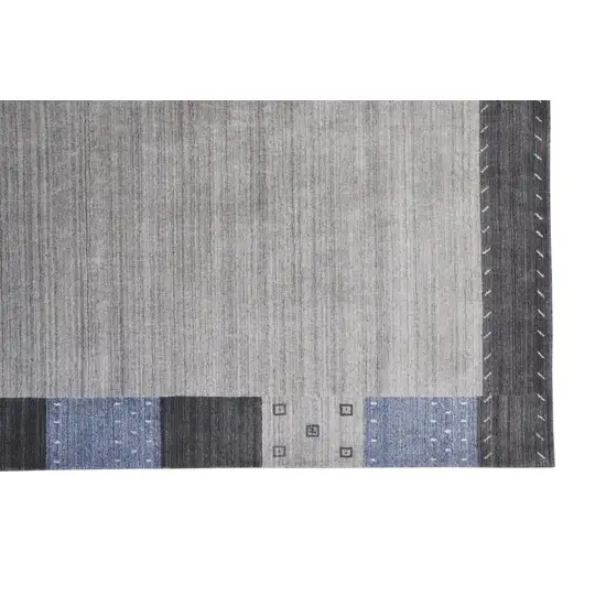 Gray Blue And Black Wool Hand Knotted Stain Resistant Area Rug Photo 3