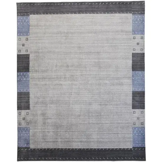 Gray Blue And Black Wool Hand Knotted Stain Resistant Area Rug Photo 1