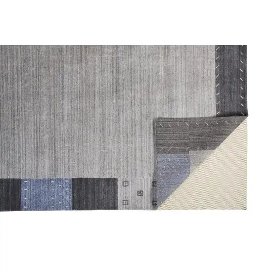 Gray Blue And Black Wool Hand Knotted Stain Resistant Area Rug Photo 3