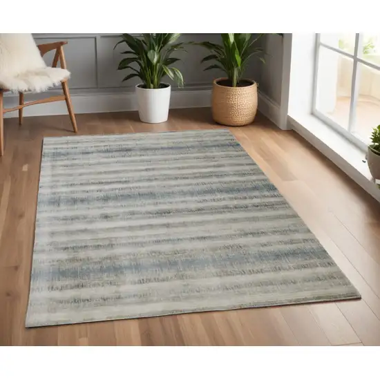 Blue and Gray Abstract Hand Woven Area Rug Photo 1