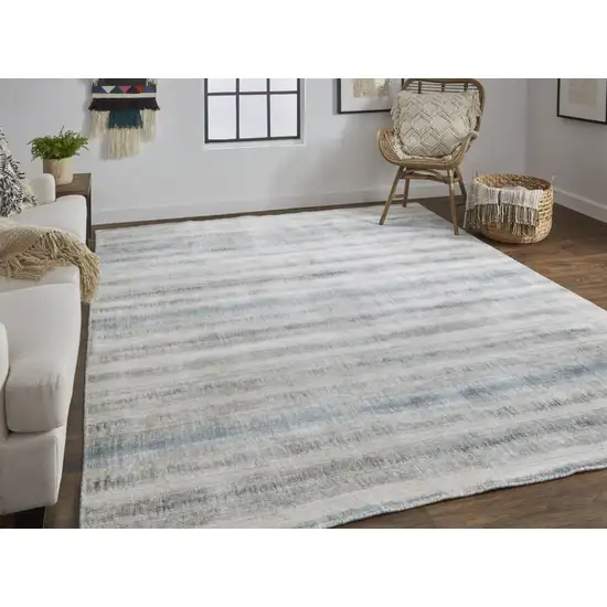 Gray Blue And Green Abstract Hand Woven Area Rug Photo 6